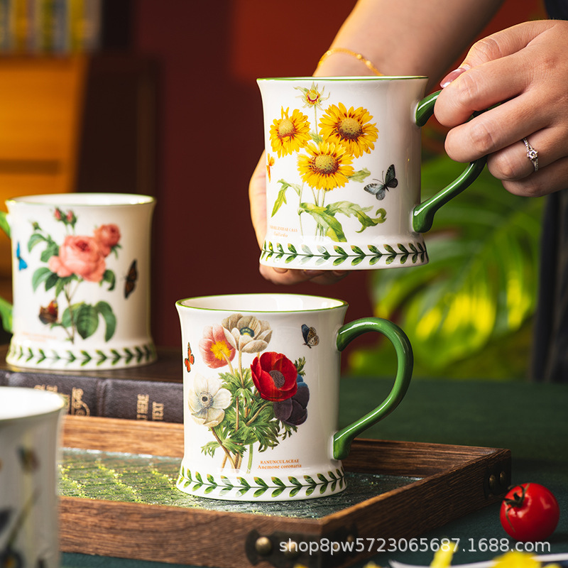 Coffee Tea English - Caneca de Cerâmica Criativa Estilo Pastoral,