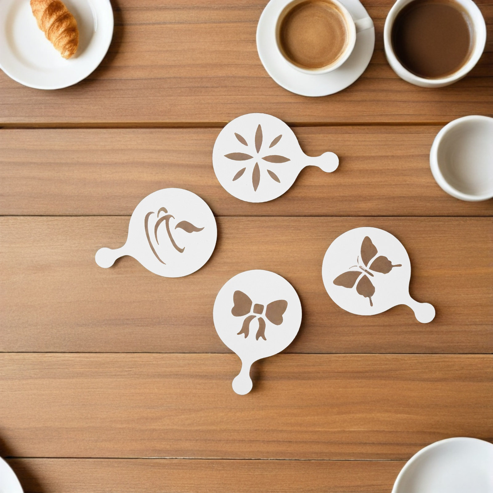 Coffee Stencil Art - 8 Peças de Estênceis para Arte