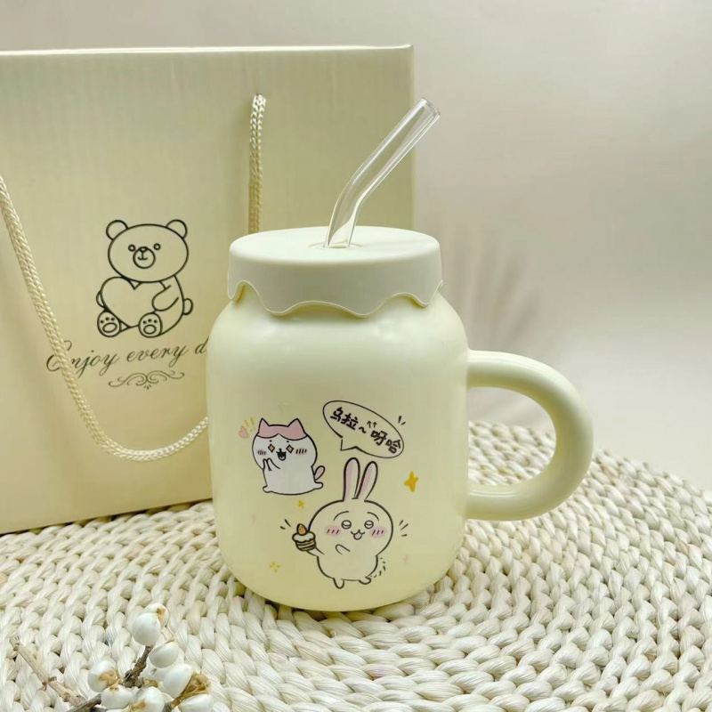 Coffee Tea Japan - Caneca de Cerâmica Chiikawa com Tampa
