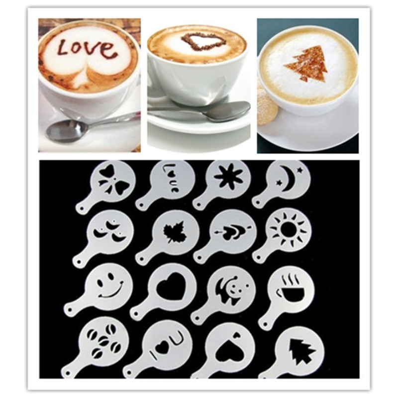 16 peças estênceis de arte de  - Coffee Stencil Art avaliação e preço